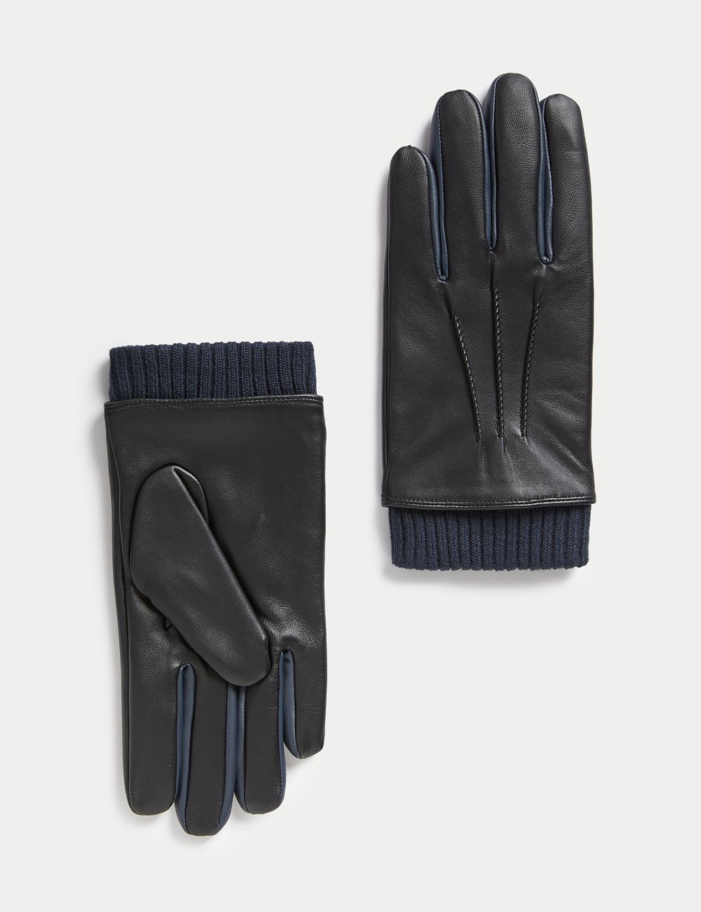 Leather Colour Block Gloves image 1