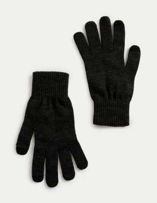 

Mens M&S Collection Knitted Touchscreen Gloves - Charcoal, Charcoal