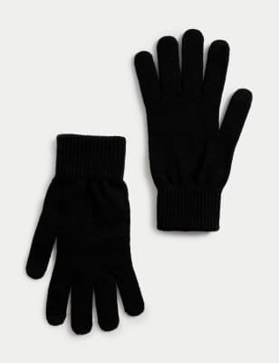 

Mens M&S Collection Knitted Touchscreen Gloves - Black, Black