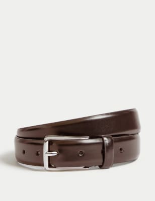 M&S Mens Rectangular Buckle Smart Belt - 30-32 - Dark Brown, Dark Brown,Black