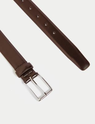 Mens M&S Collection Rectangular Buckle Smart Belt - Dark Brown