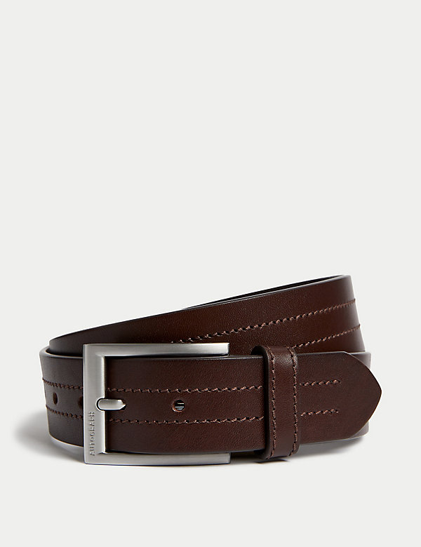 Italian Leather Rectangular Buckle Belt - JP