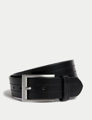 Italian Leather Rectangular Buckle Belt