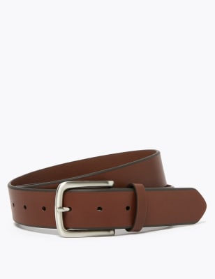 Mens M&S Collection leather buckle belt - brown, brown