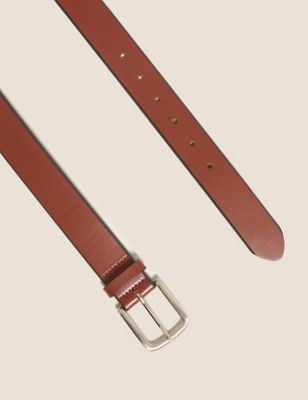 Mens M&S Collection Leather Buckle Belt - Brown