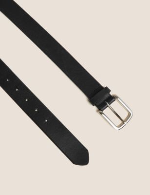 Mens M&S Collection Leather Buckle Belt - Black