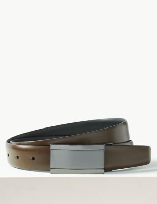 Angled Buckle Reversible Belt - Brown