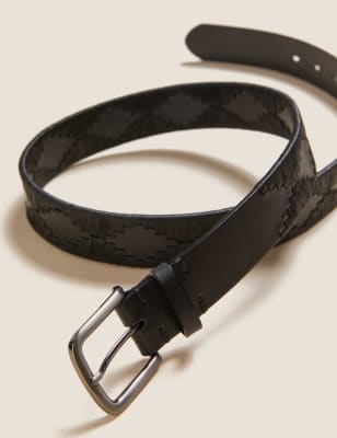 

Mens M&S Originals Ledergürtel mit handgefertigten Nähten - Black, Black
