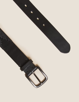 

M&S Originals Cinturón de piel con detalle de pespuntesMens - Black, Black