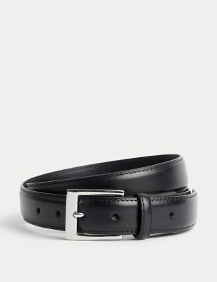 M&S Men's Leather Stretch Belt - 34-36 - Black, Black