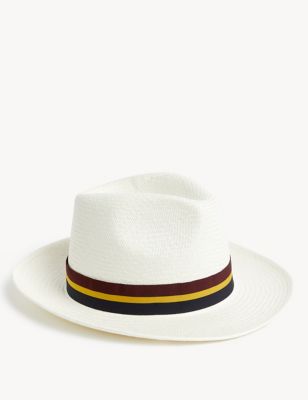

Mens M&S Collection Straw Panama Hat - White Mix, White Mix