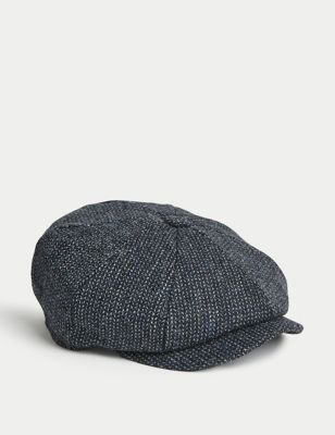 M&S Sartorial Mens Wool Rich Baker Boys Hat with Thermowarmth - L-XL - Navy Mix, Navy Mix