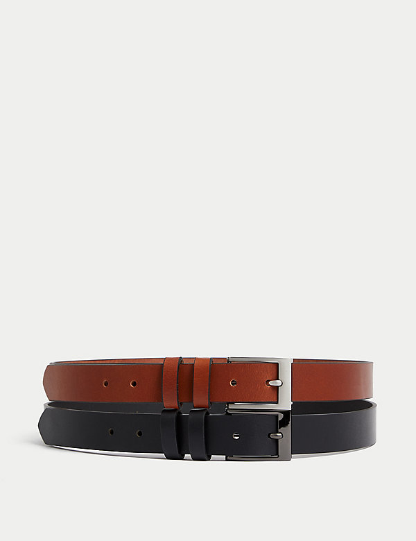 2 Pack Leather Smart Belts - DK