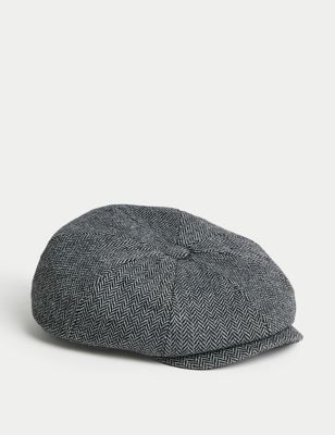 M&S Mens Wool Blend Baker Boys Hat with Thermowarmthtm - S-M - Grey Mix, Grey Mix