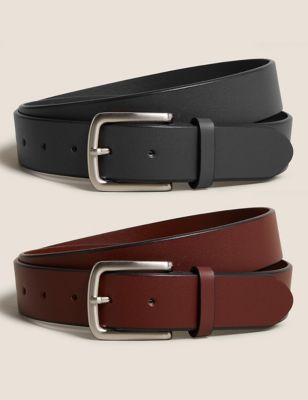 

Mens M&S Collection 2 Pack Leather Belts - Brown/Black, Brown/Black