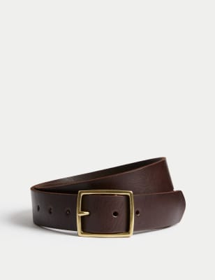 

M&S Collection Cinturón de piel elegante con hebilla rectangularMens - Brown, Brown