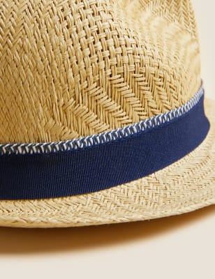 

Mens M&S Collection Straw Trilby - Tan, Tan