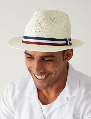

Mens M&S Collection Textured Trilby - White Mix, White Mix