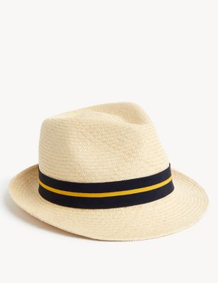

Mens M&S Collection Straw Panama Trilby - Natural, Natural