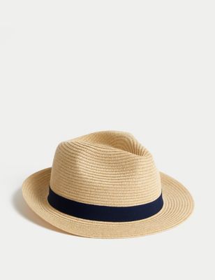 M&S Mens Packable Trilby - S-M - Natural, Natural,Sand,Green
