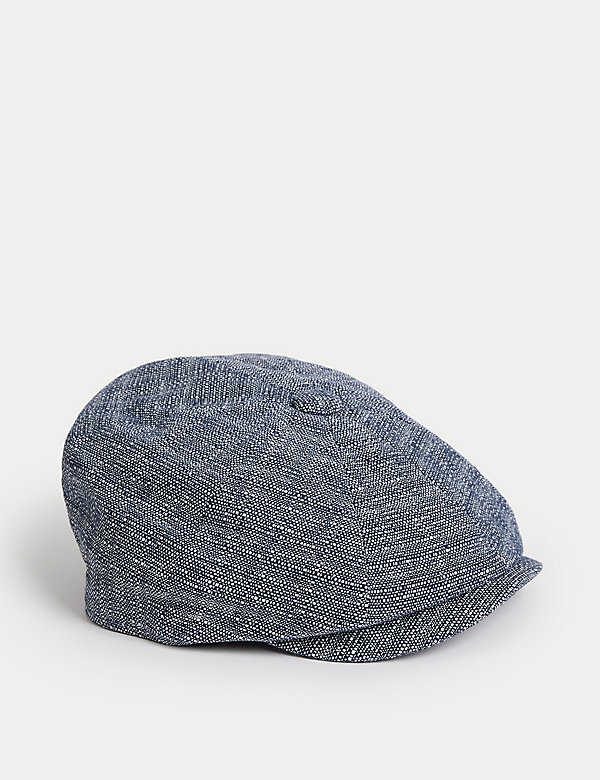 Linen Cotton Blend Baker Boy Hat - ES