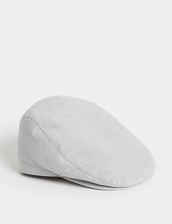 قبعة من الكتان المخلوط بتصميم مسطّح - QA