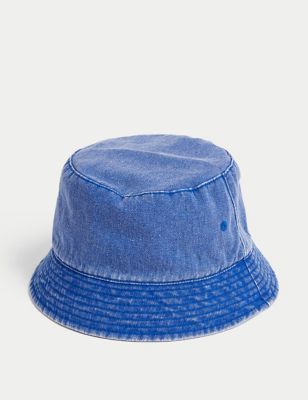 M&S Men's Pure Cotton Bucket Hat - S-M - Cobalt, Cobalt