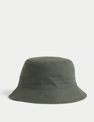 M&S Mens Pure Cotton Reversible Bucket Hat - L-XL - Stone/Khaki, Stone/Khaki,Navy/Grey