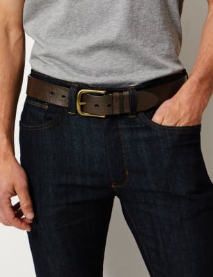 Leather Rectangular Buckle Denim Belt | M&S Collection | M&S