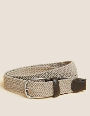 Mens M&S Collection Stretch Woven Belt - Neutral, Neutral