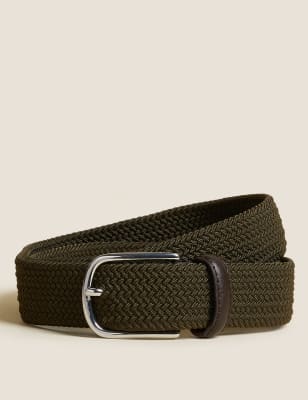 

Mens M&S Collection Stretch Woven Belt - Dark Khaki, Dark Khaki