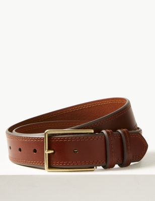 

Mens M&S Collection Leather Stitch Detail Belt - Tan, Tan