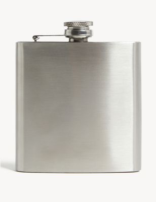 

Mens Autograph Stainless Steel Hipflask - Silver, Silver
