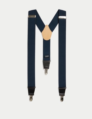 M&S Mens Adjustable Braces - Navy, Navy