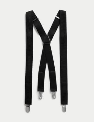 M&S Mens Adjustable Braces - Black, Black