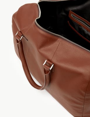 m&s leather holdall