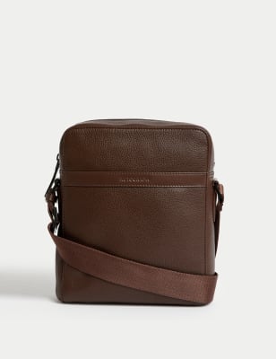 

Mens Autograph Leather Pebble Grain Cross Body Bag - Brown, Brown