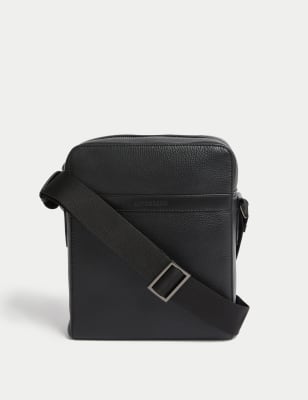 

Mens Autograph Leather Pebble Grain Cross Body Bag - Black, Black