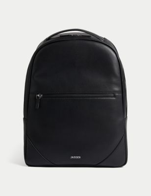 Jaeger Men's Leather Backpack - Black, Black