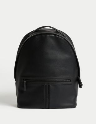M&S Mens Textured Backpack - Black, Black,Dark Navy