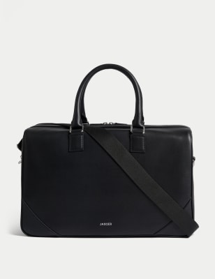 Jaeger Mens Leather Holdall - Black, Black