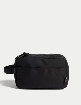 M&S Men's Recycled Polyester Pro-Tect Washbag - Black, Black