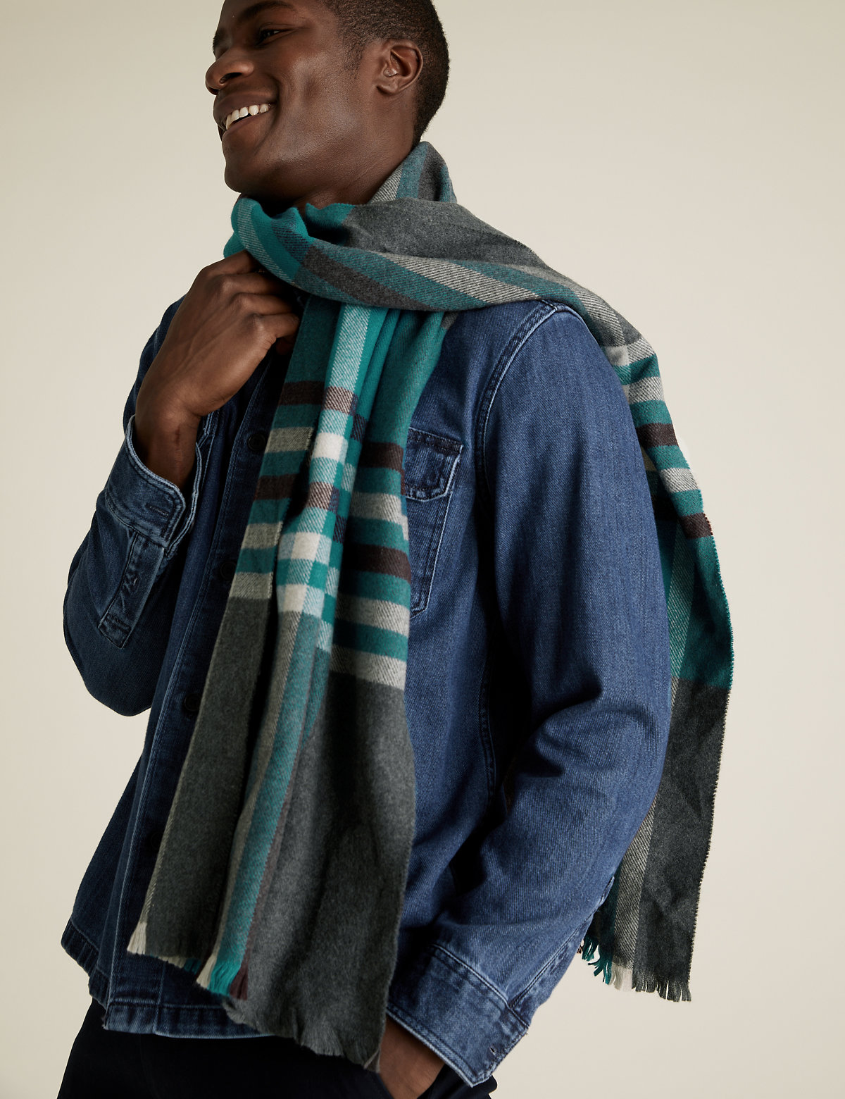 Wider Width Checked Scarf