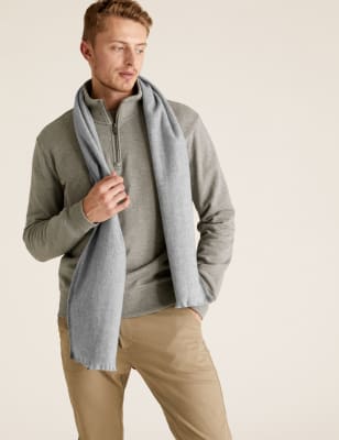 

Mens M&S Collection Pure Merino Wool Scarf - Light Grey Mix, Light Grey Mix