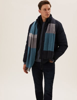 

Mens M&S Collection Striped Scarf - Blue Mix, Blue Mix