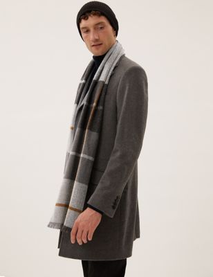 

Mens M&S Collection Checked Scarf - Grey Mix, Grey Mix
