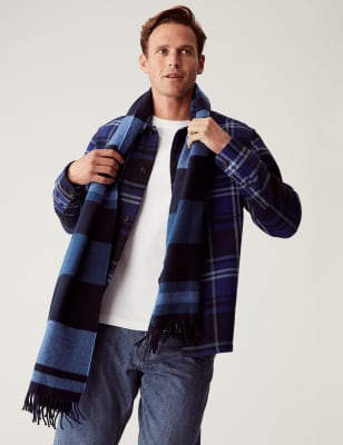 

Mens M&S Collection Schal mit Blockfarben-Design - Marineblau Melange, Marineblau Melange