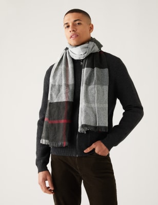 

M&S Collection Bufanda grande de cuadrosMens - Grey Mix, Grey Mix