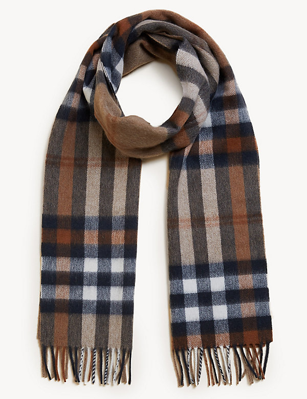 Pure Wool Checked Scarf - GR