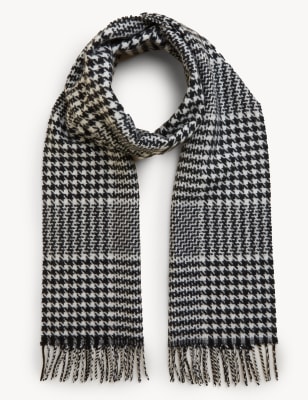 

Mens Autograph Pure Merino Wool Dogstooth Scarf - Black Mix, Black Mix